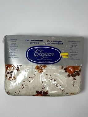Vintage Elegance Garden Walk Twin Sheet Set Floral NOS Made in Canada